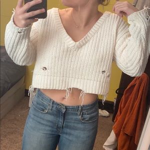 Forever 21 white distressed sweater